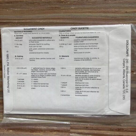 2 UNCUT Cloth Doll Sewing Patterns Dollcraft Sugarmint Cindy+Bubblegum Betsy - Picture 3 of 3